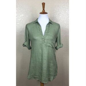 Bella Dahl Roll Tab Sleeve Linen Top Size S